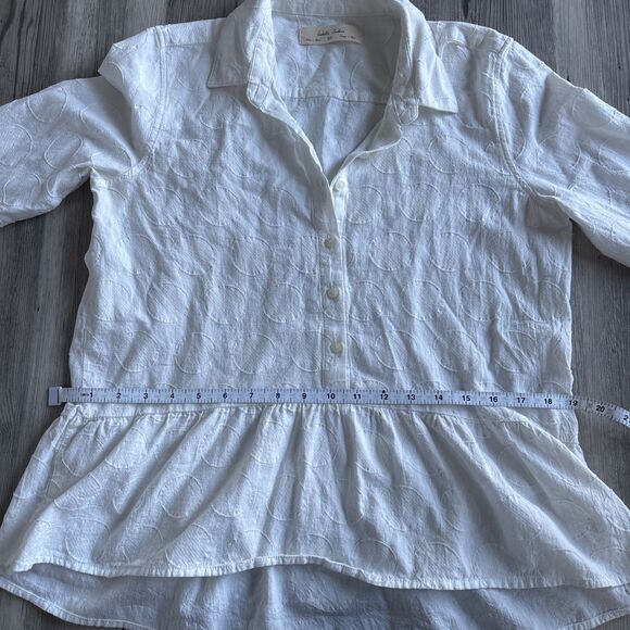 Anthropologie Isabella Sinclair Women Blue 3/4 Sleeve Button-Down Shirt XS - Picture 9 of 9